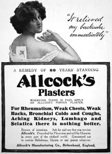 Rheumatism Prints: Allcocks plasters advert
