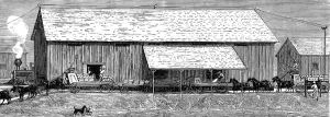 1883 Prints: America. Wheat Farming in California. July: Warehousing