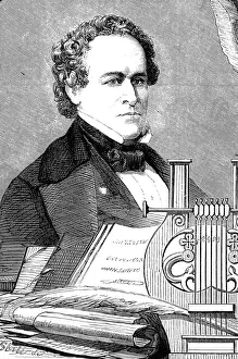 Prints of Portrait of American Historian, George Bancroft. Born in Worcester, Massachusetts in 1800, he studied History at Havard and Gottingen Universities November Prints: American celebrities, Literary Celebrities of New York, Geor