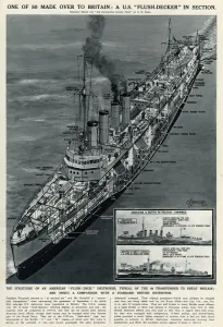 Destroyer Prints: American flush decker destroyer by G. H. Davis
