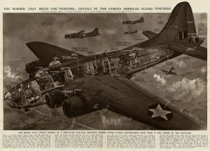 Bomber Prints: American Flying Fortress bomber by G. H. Davis