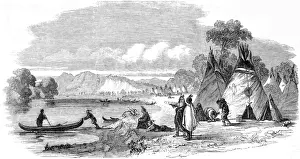 1858 Prints: American Indians. The Missippi River. A Sioux Encampment