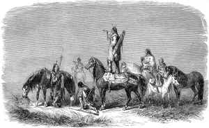 Standing Prints: American Indians. Pawnees looking out for the enemy. From a