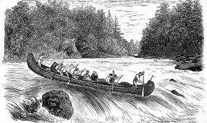 Indians Prints: American Indians. The Red River Territory. Shooting a rapid