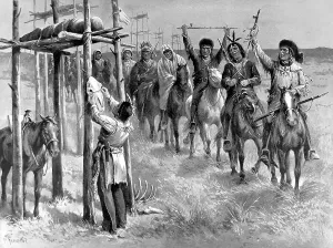 Long Prints: American Indians. Salute to a dead chief in the far North We