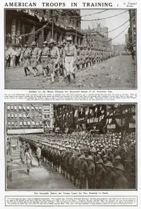 Military Prints: American Troops Leaving for War Training Camp 1917