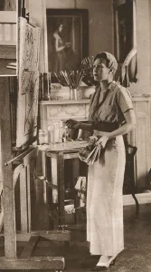 Liner Prints: Anna Zinkeisen preparing designs for the Queen Mary