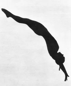 Silhouettes Prints: Annette Kellerman diving in silhouette