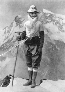 Climbing Prints: Annie Peck masked and dressed for climbing