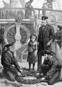 1881 Prints: The anniversary of Trafalgar on board Victory at Portsmout