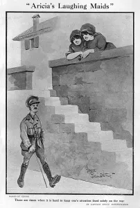 Maids Prints: Aricias Laughing Maids, by Bairnsfather