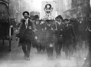 Celebrating Prints: Armistice Day scene with Kaiser Wilhelm II cartoon