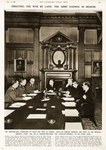 Table Prints: Army Council meeting around table in War Office