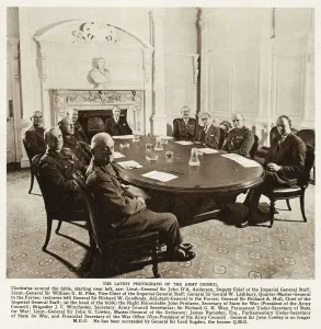 Table Prints: Army Council sitting around table in War Office