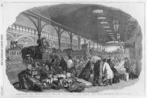 Luggage Prints: Arrival of Christmas train, Eastern Counties Railway