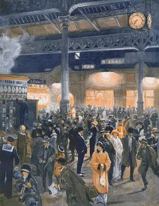 Stations Prints: Arrival of the Theatre Train at Victoria Station, 1914