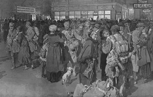 Arrive Prints: Arrival of troop train by Fortunino Matania