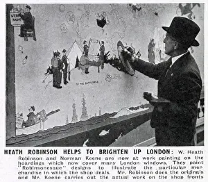 Shops Prints: Artist Norman Keene replicating the original drawings done by William Heath Robinson