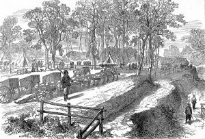 Camp Prints: The Ashanti War (1873-74) - Artillery park in Prahsu