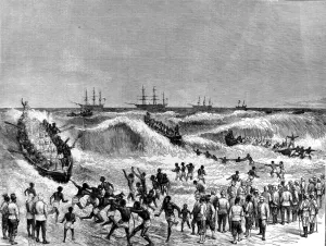 Landing Prints: The Ashanti War (1873-74) - Landing troops on the Gold Coast