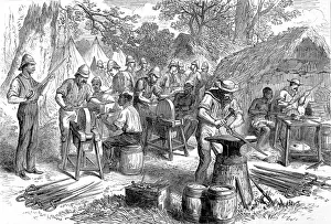 Camp Prints: The Ashanti War (1873-74) - Sharpening cutlasses at Prahsu