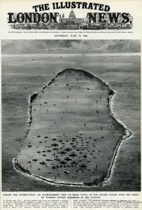 Destruction Prints: Atom bombers view of Bikini Atoll by G. H. Davis