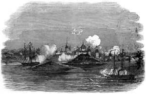 Attacking Prints: Attack on the town of Novitska in the White Sea, 1854