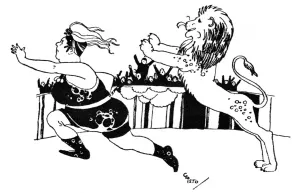 Lion Prints: Aunt Babsie as a lion-tamer - failing miserably