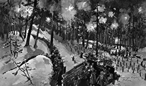 Mountains Prints: Austrian attack on Russian trenches, Carpathians, WW1