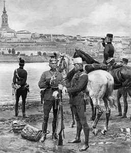 Austria Prints: Austrian troops by the Danube