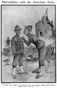 Americans Prints: Bairnsfather with the American Army, WW1 cartoon