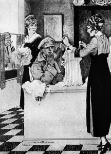 Cartoonist Prints: Bairnsfather on leave by Marcel Poncin