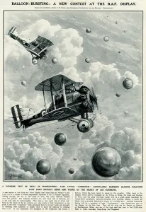 G H Davis Illustrations Prints: Balloon bursting at RAF display by G. H. Davis
