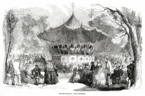 Concert Prints: Bandstand in the Bois de Boulogne, Paris France 1856
