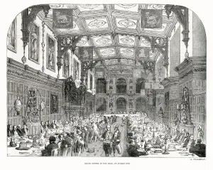 Opulent Prints: Banquet held at Audley End House. Date: 1852