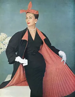Slim Prints: Barbara Goalen modelling a Marshall & Snelgrove coat