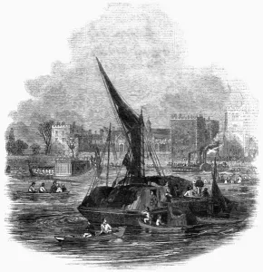 Sailing Prints: Barges on the River Thames, 1845
