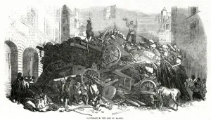 Paris Prints: Barricade in the Rue St Martin 1848