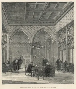 1883 Prints: Barristers Room at the Royal Courts of Justice, London