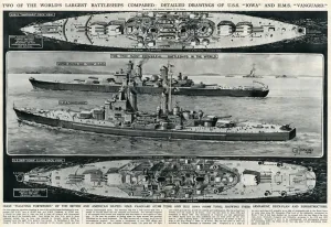 G H Davis Illustrations Prints: Two Battleships Comparison by G. H. Davis
