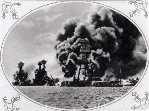 1943 Prints: Three Battleships Hit in Pearl Harbour