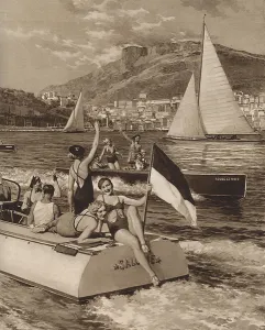 Sailing Prints: In the bay at Monte Carlo by Matania