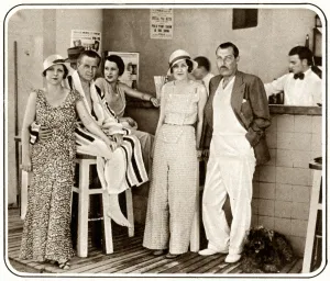 Beach Prints: Beach bar at Biarritz with notable personalities