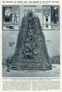 G H Davis Illustrations Prints: Beacons of Silver Jubilee day 1935, by G. H. Davis