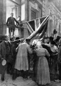 29th Prints: Belgian people kissing the Union Jack