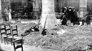 Sleep Prints: Belgian soldiers sleep in a church while women and civilians pray for their countrs liberation