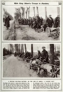 Carts Prints: Belgian troops with dog-team 1916