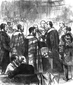 Beaconsfield Prints: Benjamin Disraeli takes the House of Lords Oath, 1877