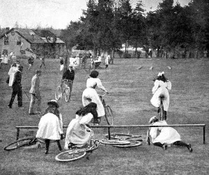 Columbia Prints: Bicycle Obstacle Race for Girls, 1898