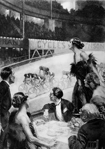 Period Prints: Bicycle Race at the Velodrome d Hiver, Paris, 1921